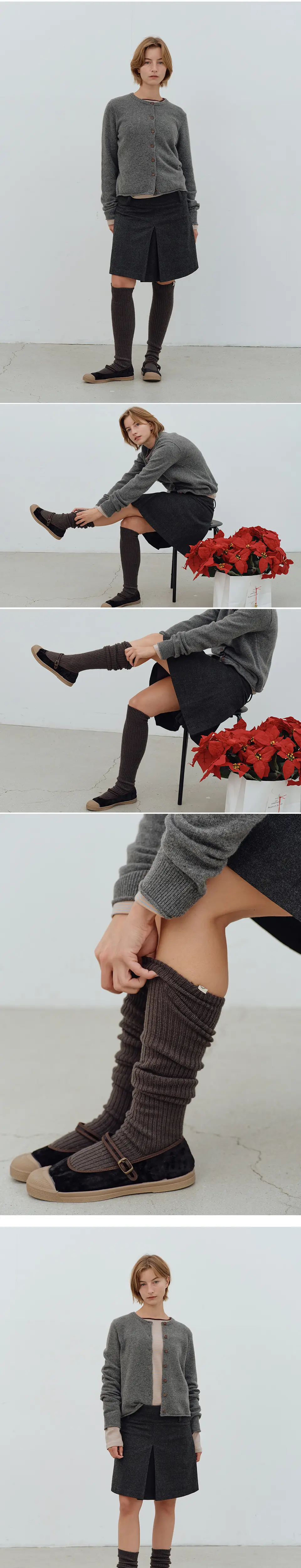 [모음전] [24FW] [선물포장] KNIT OVER KNEE SOCKS - CHARCOAL 상세페이지 3